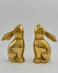 Vintage Brass Moon Gazing Bunnies-A Pair