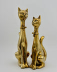 Large Vintage Brass Cats With Bow Tie-A Pair