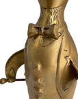Vintage Brass Penguin Conductor with Baton – Whimsical Dapper Sculpture