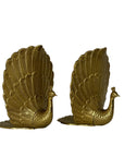 Vintage Brass Peacock Bookends – Regal Fan Tail Pair