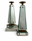 Pair of Vintage Maitland-Smith Mirrored Obelisk Candlesticks