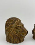 Vintage Brass Lion Bookends- A Pair