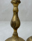 Vintage Brass Floral Candlestick Holders-A Pair
