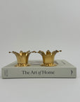 Vintage Brass Crown Candleholders-A Pair