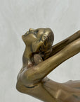 Vintage Brass Ballerina Statue – 12” Tall Mid-Century Ballet Dancer Figurine