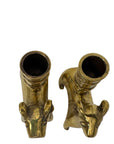 Vintage Brass Ram Candle Holders | Mid-Century Handcrafted Pair