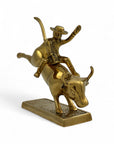 Rare Brass Bull Rider Figurine – Rodeo Cowboy Statue, Western Americana