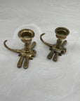 Vintage Brass Dragonfly Candleholders - A Pair