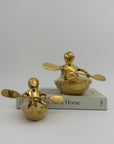 Vintage Brass Duck and Duckling Paddling Boats-A Pair