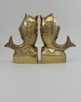 Vintage Brass Koi Fish Bookends | Mid Century Modern Fish Vases | Hollywood Regency Coastal Decor – Pair