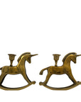Vintage Brass Unicorn Candleholders-A Pair