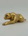 Vintage Brass Crouching Jaguar