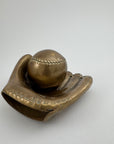 Vintage Brass Baseball Glove and Ball-A Two Piece Set