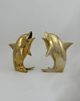Vintage Solid Brass Dolphins – 10” Coastal Wishing Vessels/Coin Banks-A Pair