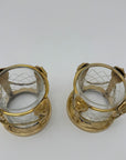 Pair of Vintage Andrea by Sadek Brass & Crystal Candle Holders
