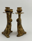 Vintage Brass Rabbit Candleholders-A Pair