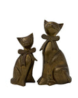 Vintage Brass Cat Figurines with Bows – Pair
