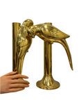 Oversized Hollywood Regency Brass Parrot Candlesticks — Pair-Over 1 Foot Tall