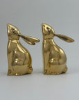 Pair of Vintage Brass Moon-Gazing Bunny Bookends