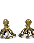 Rare Vintage Brass Octopus Pair – Coastal Luxe Sea Creature Sculptures – Mid Century Modern Nautical Decor – Oceanic Statement Art