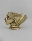 Rare Vintage Dolbi Cashier Brass Woman Head Sculpture – Flowing Hair Bust, 10 lbs