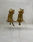 Vintage Brass Shelf Sitting Frogs- A Pair