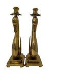 Pair of Vintage Brass Swan Candlestick Holders – Elegant Mid-Century Taper Candle Holders (14”) by Ethan Allen