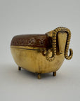 Vintage Brass Goat Trinket Dish With Enameled Etchings