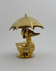 Vintage Brass Duck Under Umbrella