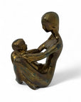 Vintage Brass Mother and Child Sculpture – Mid-Century Modern Family Figurine