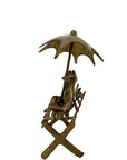 Vintage Brass Frog Couple Under Umbrella | Mid-Century Whimsical Figurine