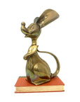 Grand Vintage Mid-Century Modern Brass Mouse Sculpture — Oversized Whimsical Art Accent