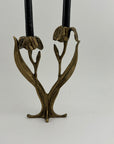 Vintage Brass Flower Candlestick Holder