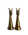 Vintage Brass Giraffe Head Sculptures – Mid-Century Modern Pair