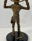 Vintage Brass Monkey Candleholders on Black Marble Bases | Mid-Century Exotic Pair