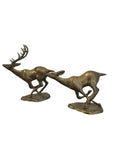 Vintage Mid-Century Brass Running Deer Sculptures – Pair