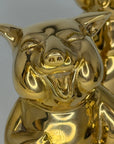 Pair of Vintage Brass Laughing Pig Figurines