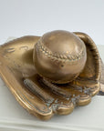 Vintage Brass Baseball Glove and Ball-A Two Piece Set
