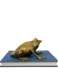 Vintage Brass Frog Figurine – Mid-Century Modern Toad Sculpture | Hollywood Regency Paperweight