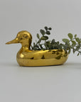 Vintage Brass Duck Stash Pot