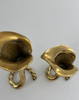 Vintage Brass Calla Lily Candleholders – Interlocking Pair, Made in Hong Kong – Elegant Mid-Century Taper Holders (Set of 2)