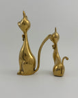 Vintage Brass Cats with Bow tie-A Pair