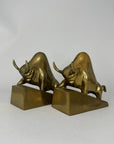 Vintage Brass Charging Bulls-A Pair