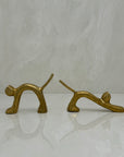Vintage Brass Stretching Cats-A Pair