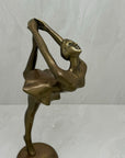 Vintage Brass Ballerina Statue – 12” Tall Mid-Century Ballet Dancer Figurine