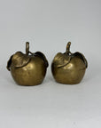 Pair of Vintage Brass Anthropomorphic Apple Sculptures