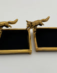 Vintage Brass Fox Trinket Dish-A Pair