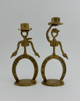 Cowboy Brass Candlestick Holders- A Pair