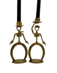 Cowboy Brass Candlestick Holders- A Pair