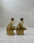 Vintage Brass Penguin Candle Holders-Pair